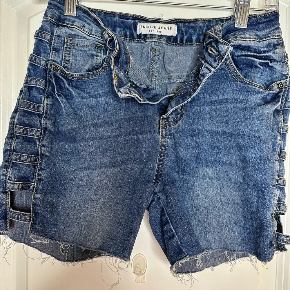 Encore Jeans Women's Cut-Off Denim Jorts Shorts Raw Hem No Size‎